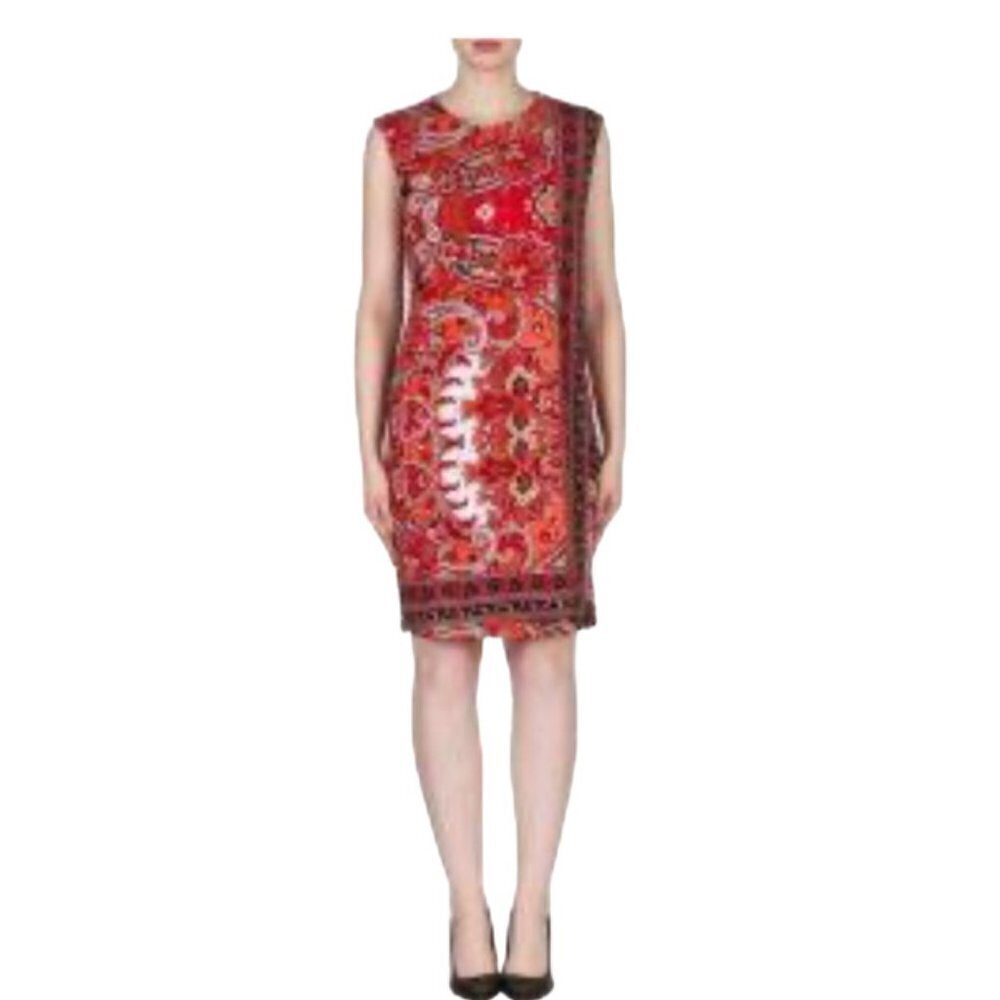 Joseph Ribkoff Sleeveless Red/Orange Shift Dress Size 8